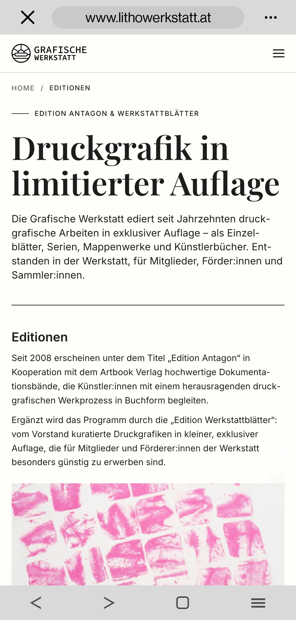 website grafische werkstatt page editionen mobile